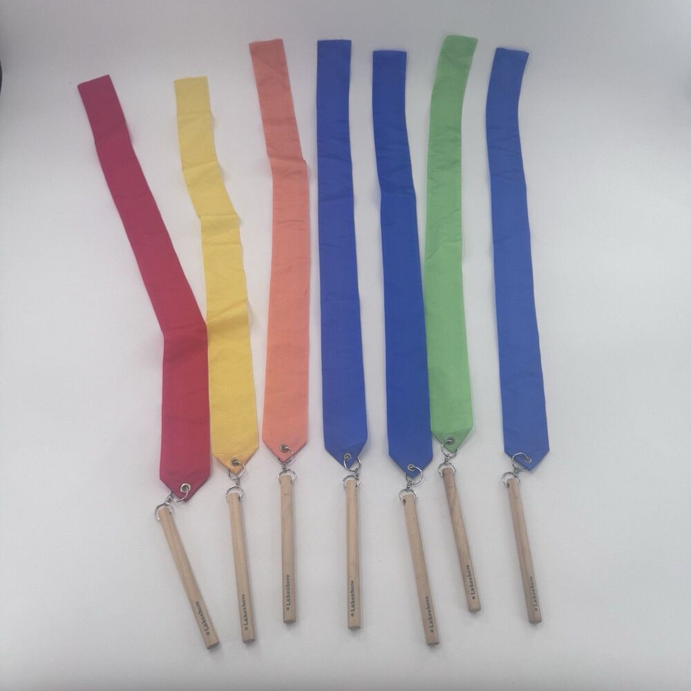 Lakeshore Ribbon Wands 7  Multicolor Movement Dance Kids Rare HTF Fast Shipping